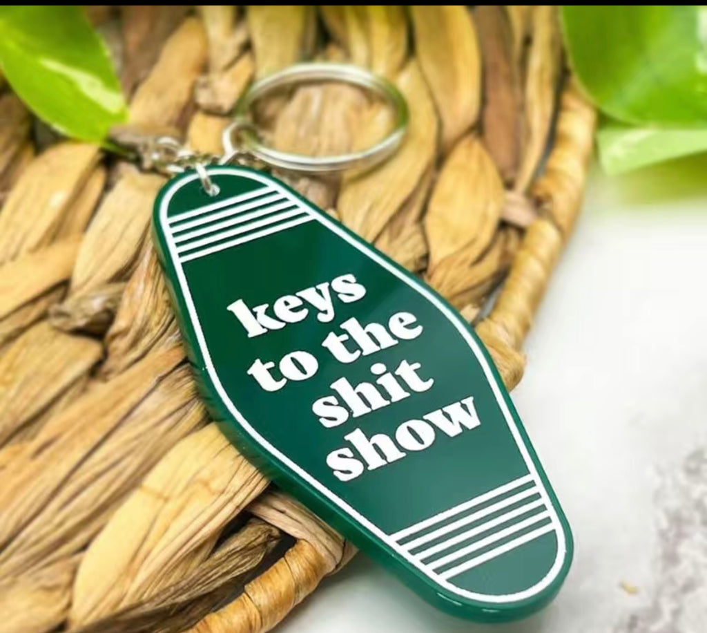 Keys to the Shit Show Vintage Style Motel Keychain Key Tag 3.5" - Enchantments Co.