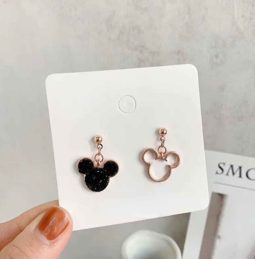 Gold and black glitter Mickey Mouse earrings ￼ - Enchantments Co.