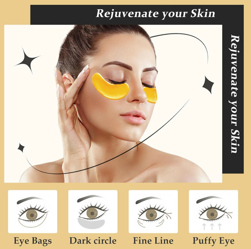 Adofect Under Eye Patch -Reduce Eye Bags -24K Gold Eye Mask Collagen Under Eye Gel Pads for Puffiness and Dark Circle, Wrinkle, Revitalize and Refresh Your Skin - Enchantments Co.