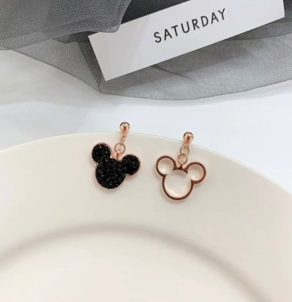 Gold and black glitter Mickey Mouse earrings ￼ - Enchantments Co.