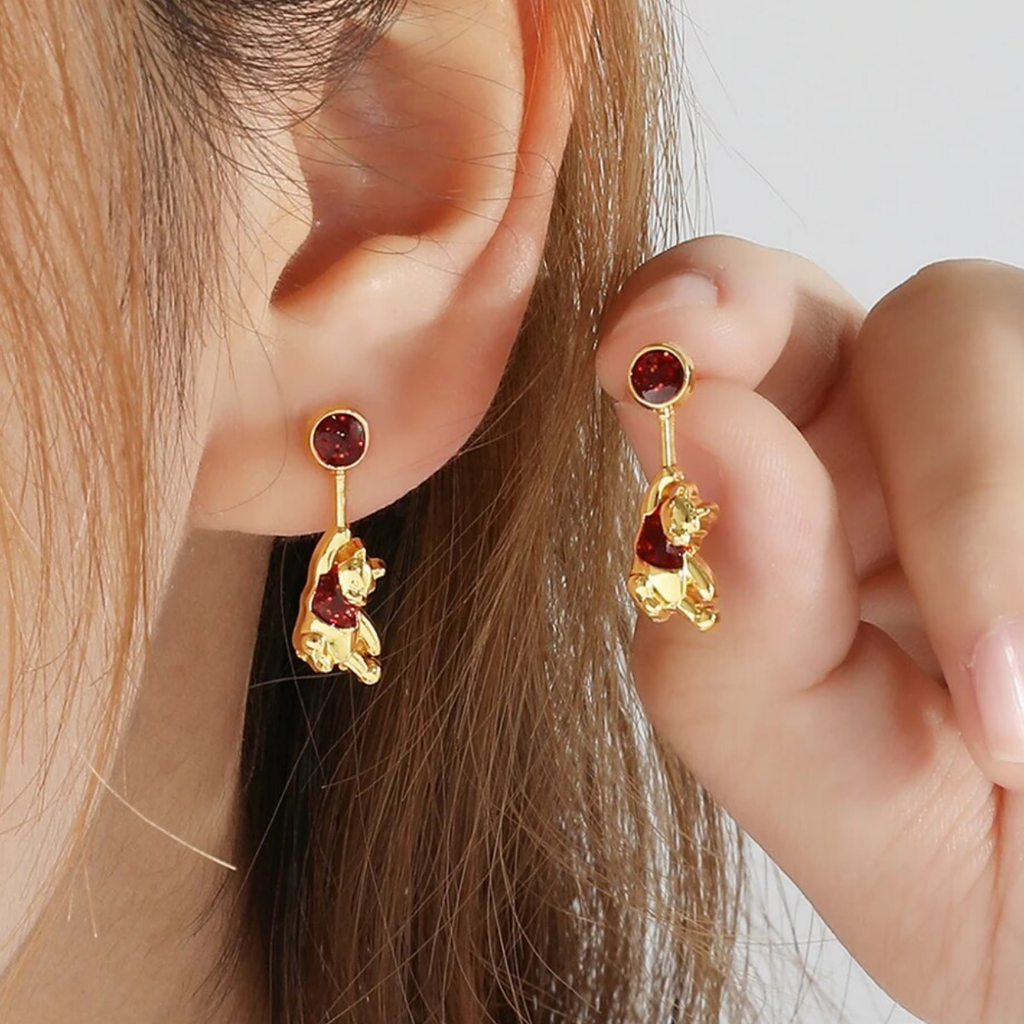 Winnie the Pooh Ruby stud earrings ￼ - Enchantments Co.
