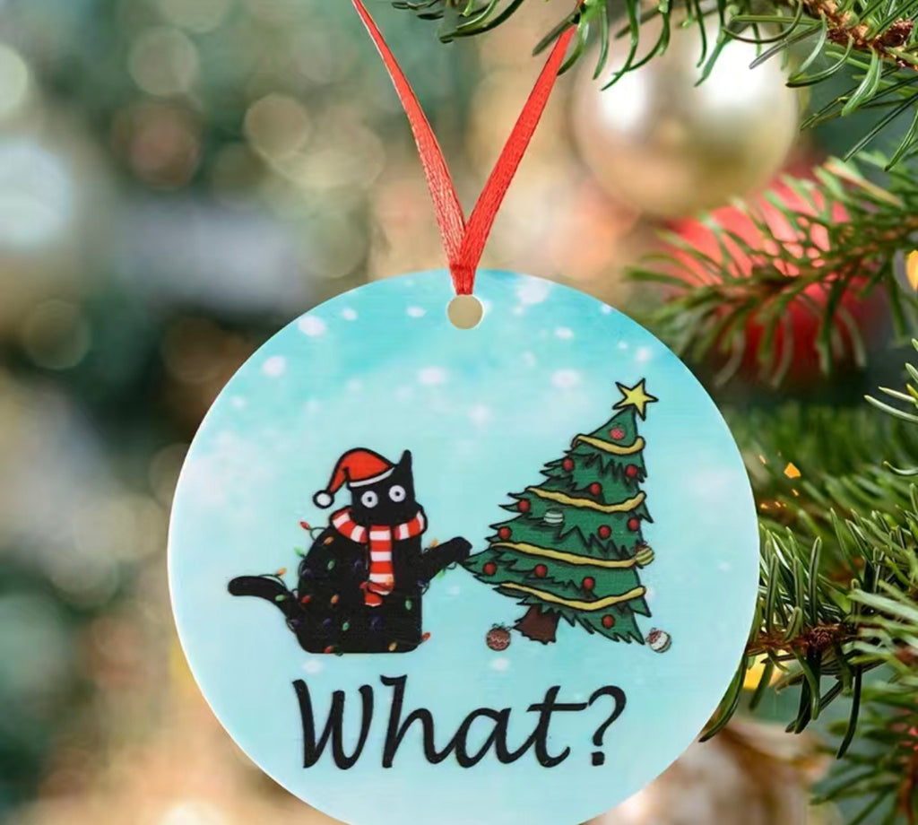 Cat Christmas tree ornament funny - Enchantments Co.