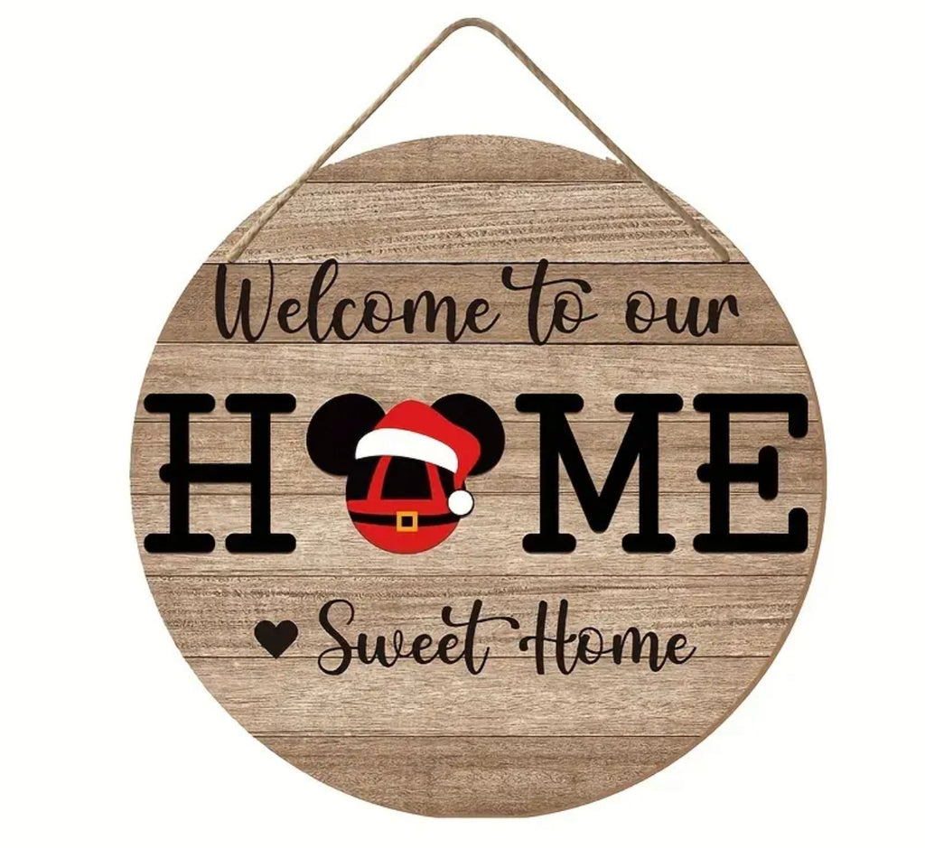 Welcome to our home printed Mickey Christmas sign 8” - Enchantments Co.