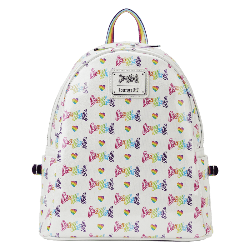 Loungefly Lisa Frank Logo Heart Detachable Rainbow Bag Mini Backpack - Enchantments Co.