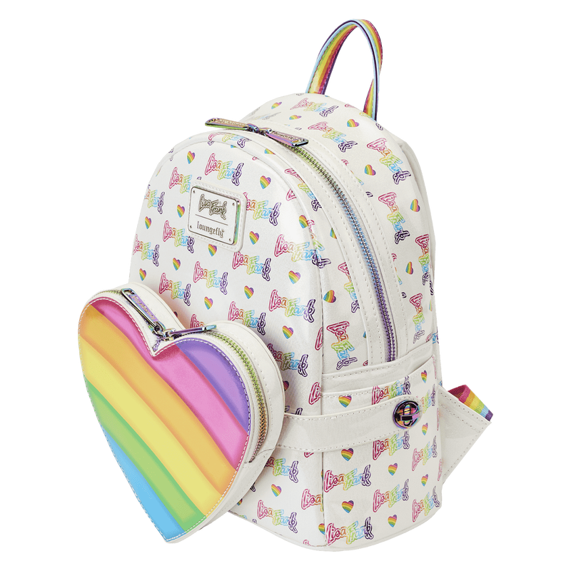 Loungefly Lisa Frank Logo Heart Detachable Rainbow Bag Mini Backpack - Enchantments Co.
