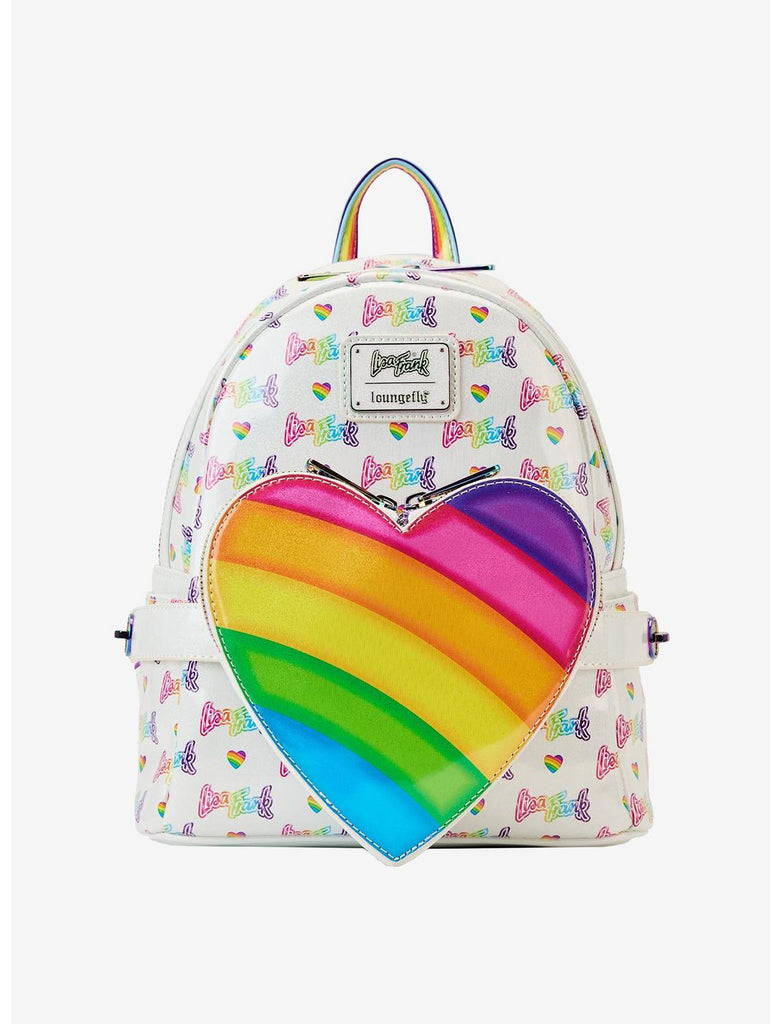 Loungefly Lisa Frank Logo Heart Detachable Rainbow Bag Mini Backpack - Enchantments Co.