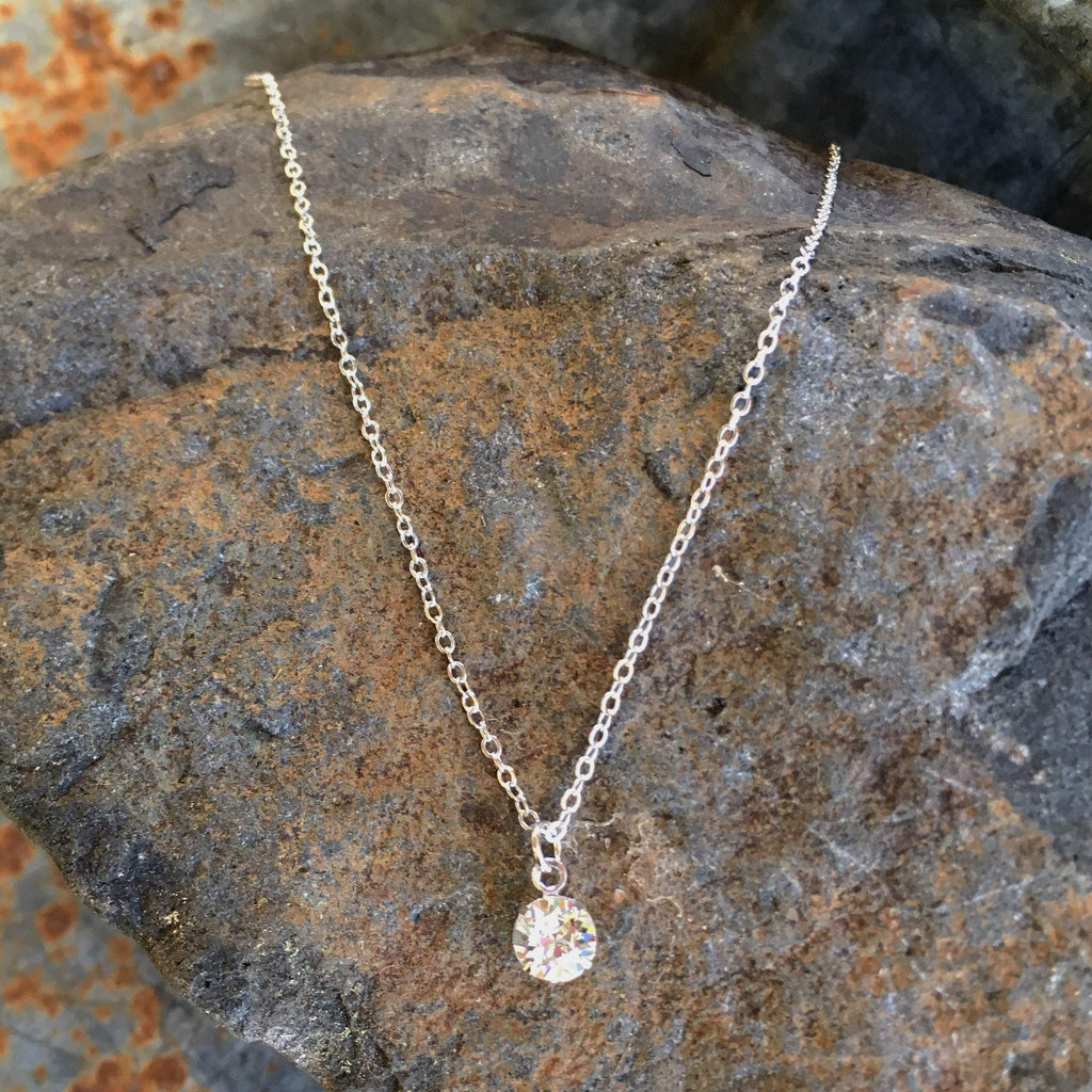 Simple Solitaire Necklace - Silver-Necklace-Buffalo Girls Salvage-Nichole Madison Boutique - Morgantown, Indiana