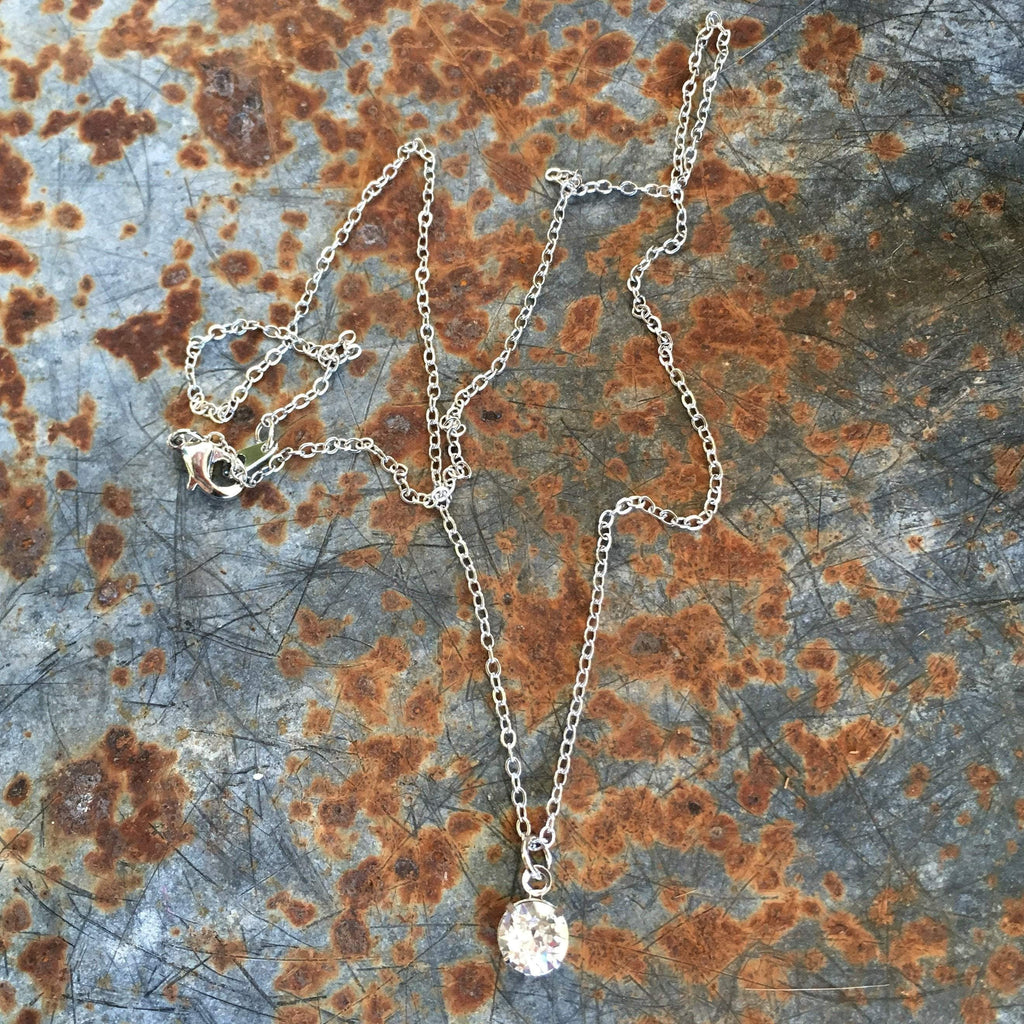 Simple Solitaire Necklace - Silver-Necklace-Buffalo Girls Salvage-Nichole Madison Boutique - Morgantown, Indiana