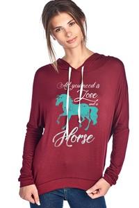 All I Need Horse Hoodie-Hoodie-NicholeMadison-Nichole Madison Boutique - Morgantown, Indiana