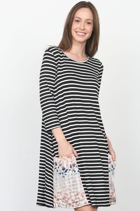 Amzie Striped Shift Dress-Dress-NicholeMadison-Nichole Madison Boutique - Morgantown, Indiana