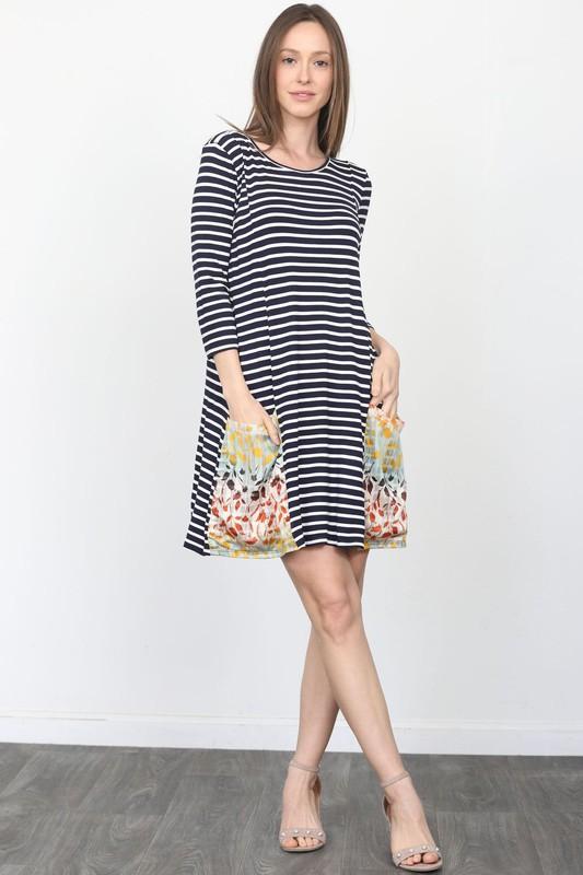 Amzie Striped Shift Dress-Dress-NicholeMadison-Nichole Madison Boutique - Morgantown, Indiana