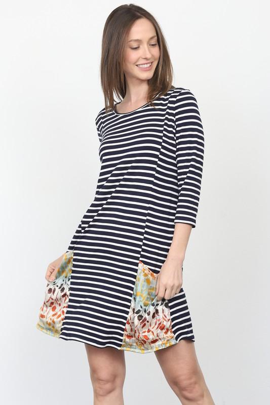 Amzie Striped Shift Dress-Dress-NicholeMadison-Nichole Madison Boutique - Morgantown, Indiana