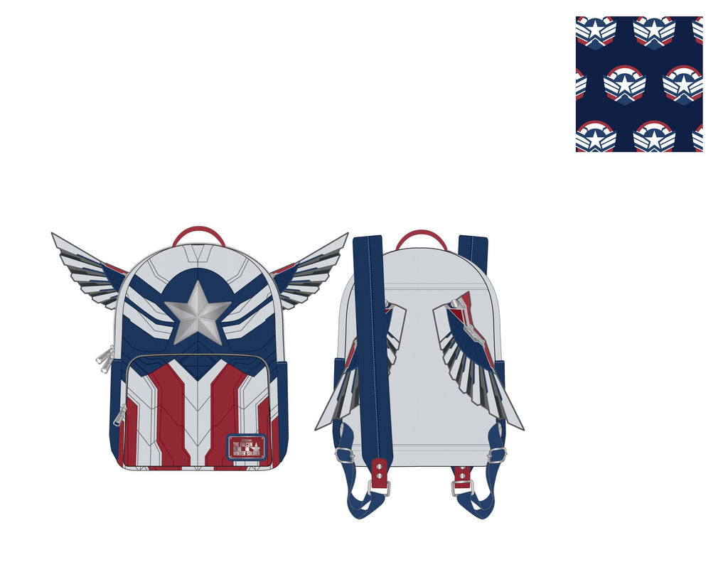 Loungefly Marvel Falcon Captain America Cosplay Mini Backpack-Backpack-NicholeMadison-Nichole Madison Boutique - Morgantown, Indiana