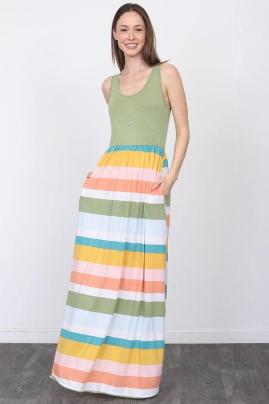 Hanna Sage Spring Maxi Dress-Dress-NicholeMadison-Nichole Madison Boutique - Morgantown, Indiana