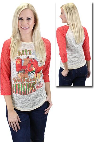 Happy Southern Christmas Y'all-Graphic Tee-NicholeMadison-Nichole Madison Boutique - Morgantown, Indiana