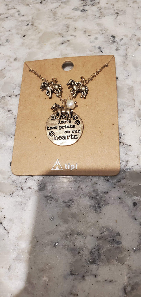 Horse necklace & earrings combo-Jewelry Set-NicholeMadison-Nichole Madison Boutique - Morgantown, Indiana