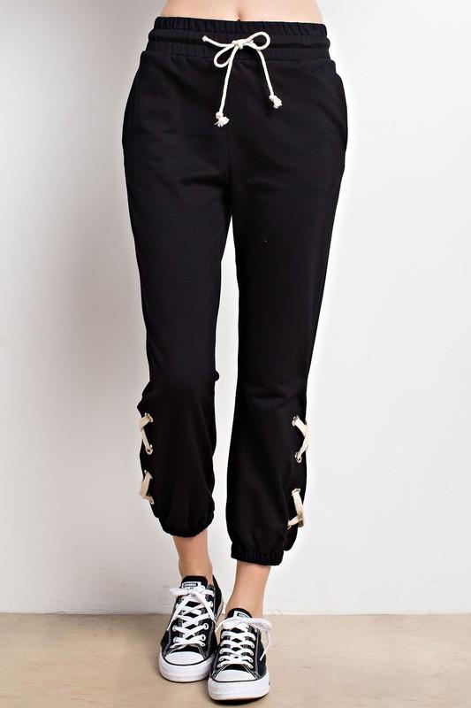 Joggers with lace up ankle-NicholeMadison-Nichole Madison Boutique - Morgantown, Indiana