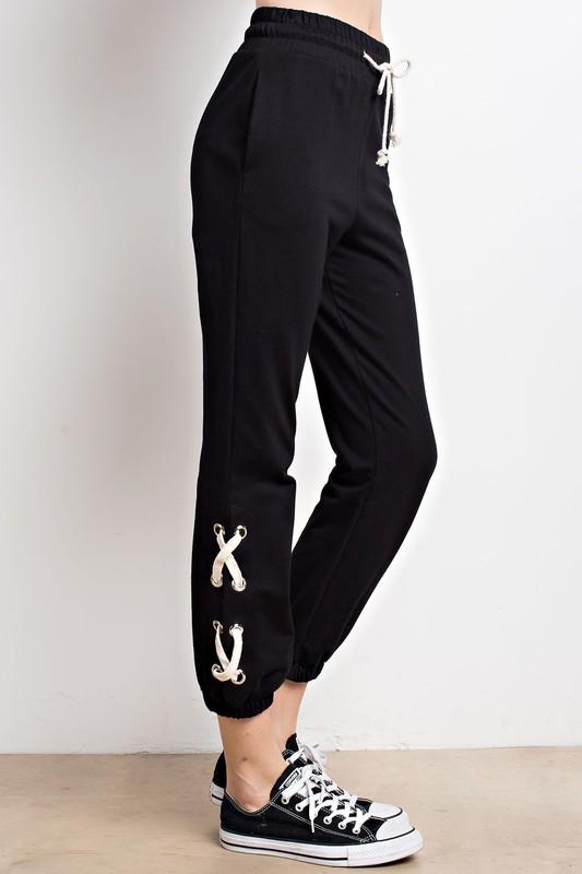 Joggers with lace up ankle-NicholeMadison-Nichole Madison Boutique - Morgantown, Indiana