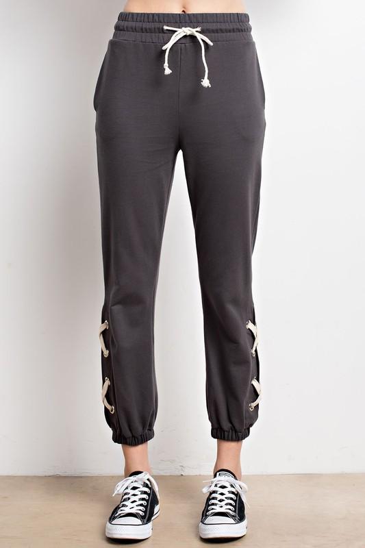 Joggers with lace up ankle-NicholeMadison-Nichole Madison Boutique - Morgantown, Indiana