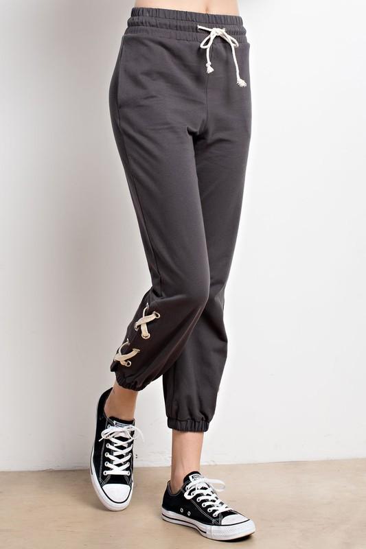 Joggers with lace up ankle-NicholeMadison-Nichole Madison Boutique - Morgantown, Indiana