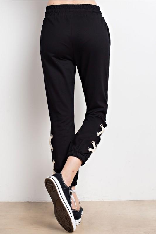 Joggers with lace up ankle-NicholeMadison-Nichole Madison Boutique - Morgantown, Indiana