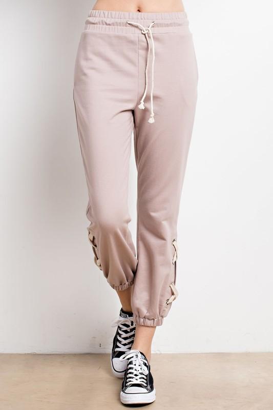 Joggers with lace up ankle-NicholeMadison-Nichole Madison Boutique - Morgantown, Indiana