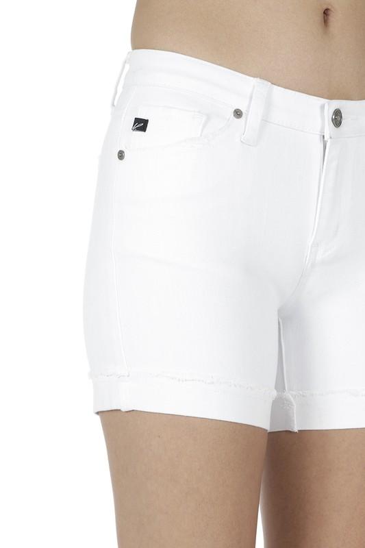 Kancan Mid Rise White Shorts-Shorts-NicholeMadison-Nichole Madison Boutique - Morgantown, Indiana