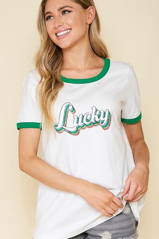 Lucky Short Sleeve T-Shirt-Graphic Tee-NicholeMadison-Nichole Madison Boutique - Morgantown, Indiana