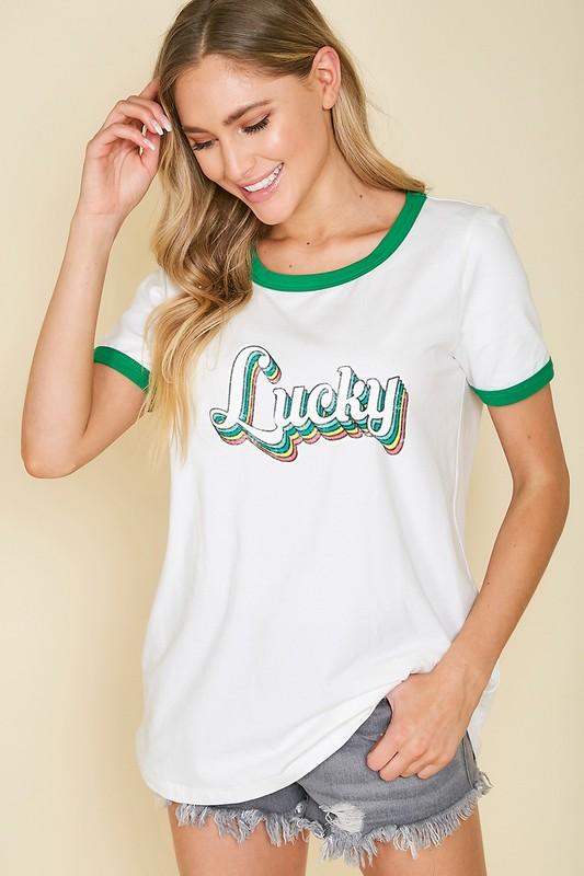 Lucky Short Sleeve T-Shirt-Graphic Tee-NicholeMadison-Nichole Madison Boutique - Morgantown, Indiana