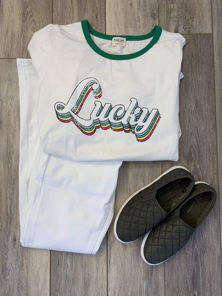 Lucky Short Sleeve T-Shirt-Graphic Tee-NicholeMadison-Nichole Madison Boutique - Morgantown, Indiana