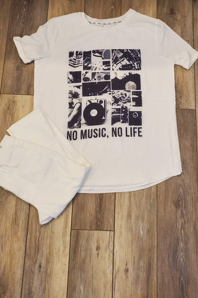 No Music No Life-Graphic Tee-NicholeMadison-Nichole Madison Boutique - Morgantown, Indiana