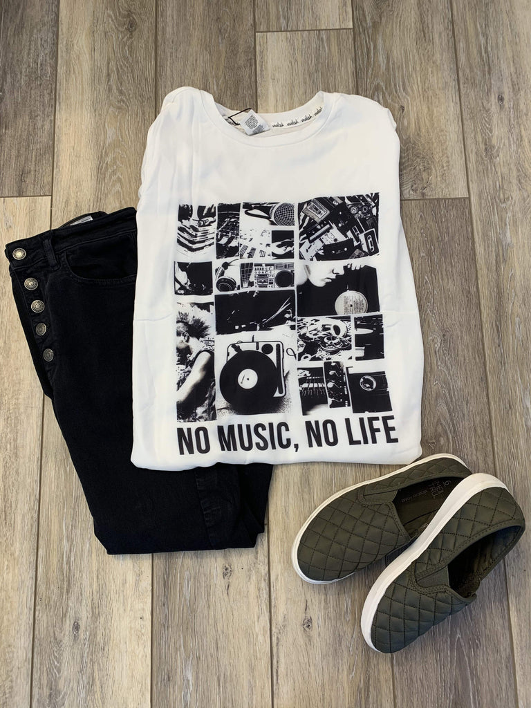 No Music No Life-Graphic Tee-NicholeMadison-Nichole Madison Boutique - Morgantown, Indiana
