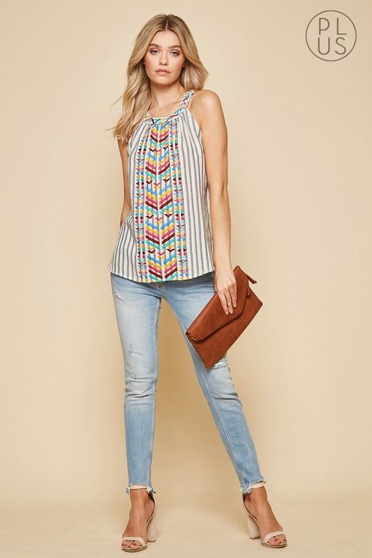 Plus size Harper Embroidered Tank Top-Tank-NicholeMadison-Nichole Madison Boutique - Morgantown, Indiana