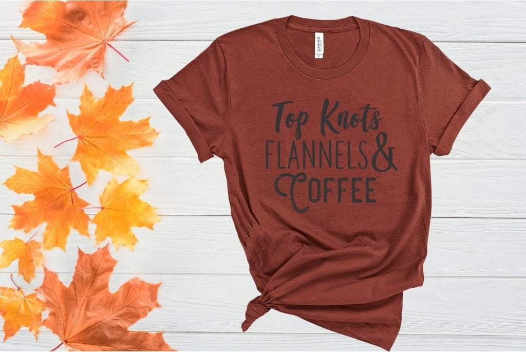 Top Knots, Falnnel & Coffee Graphic Tee-NicholeMadison-Nichole Madison Boutique - Morgantown, Indiana