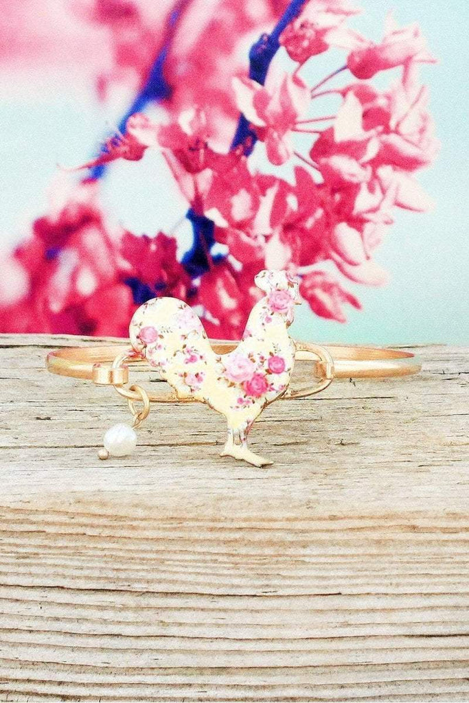 Vintage Yellow Floral Chicken Bracelet-NicholeMadison-Nichole Madison Boutique - Morgantown, Indiana