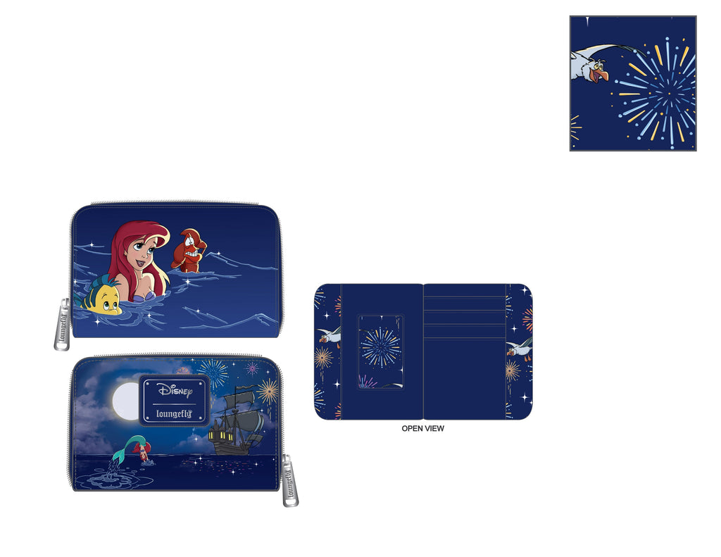 Loungefly Disney The Little Mermaid Ariel Fireworks Zip Around Wallet-Wallet-NicholeMadison-Nichole Madison Boutique - Morgantown, Indiana