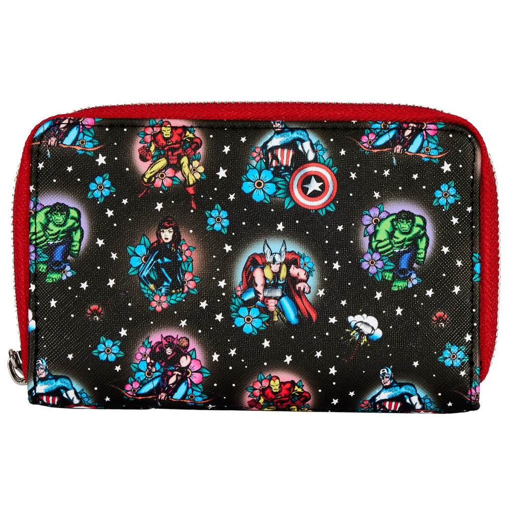 Loungefly Marvel Avengers Tattoo Zip Around Wallet-April-Wallet-NicholeMadison-Nichole Madison Boutique - Morgantown, Indiana