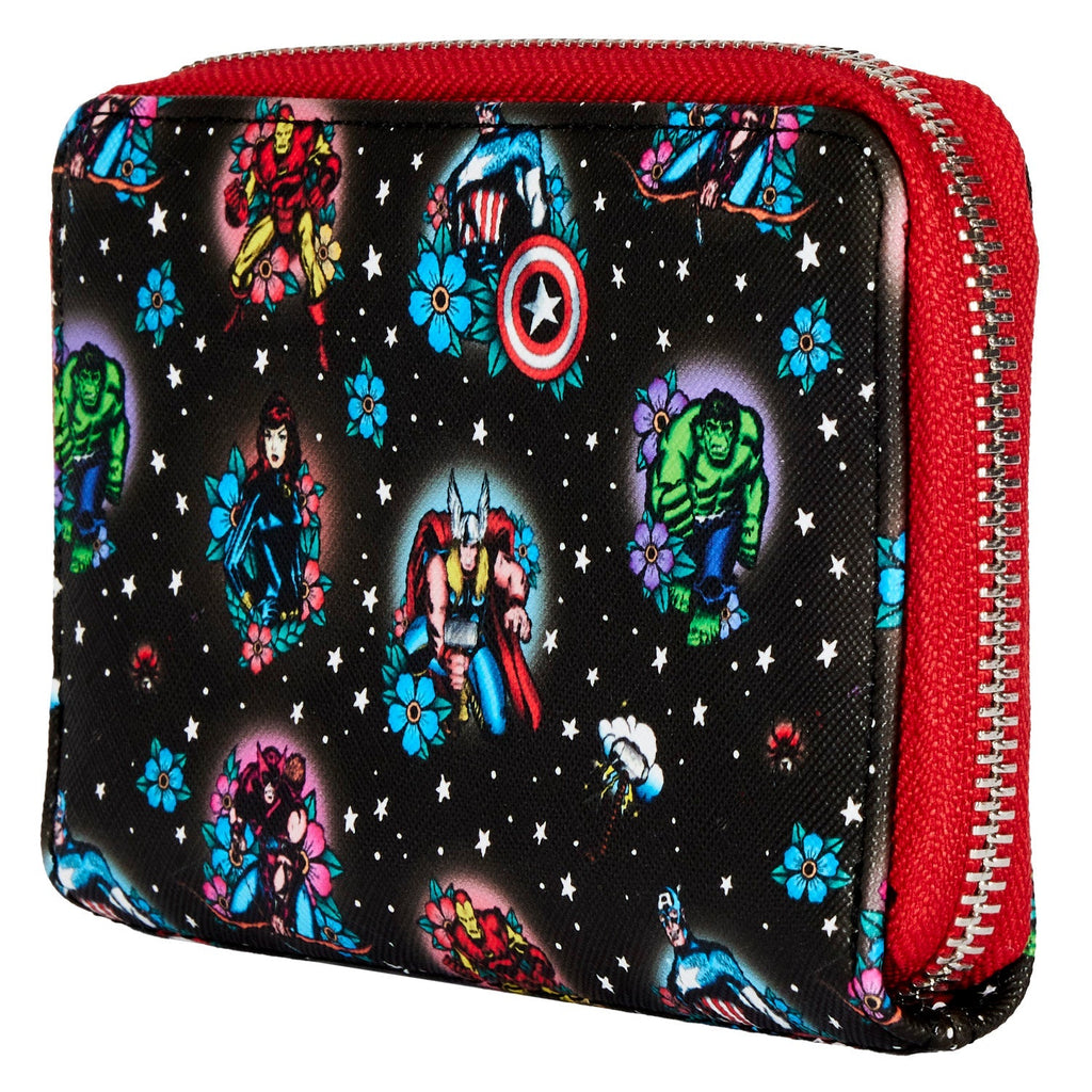 Loungefly Marvel Avengers Tattoo Zip Around Wallet-April-Wallet-NicholeMadison-Nichole Madison Boutique - Morgantown, Indiana