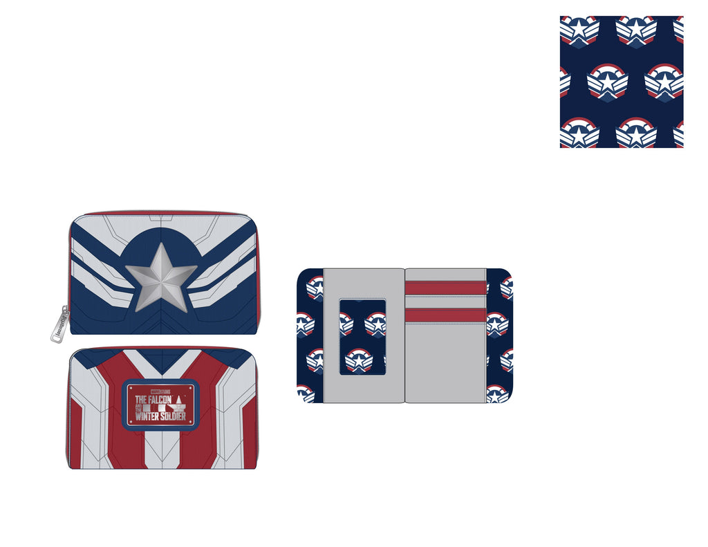 Loungefly Marvel Falcon Captain America Cosplay Zip Around Wallet-Wallet-NicholeMadison-Nichole Madison Boutique - Morgantown, Indiana